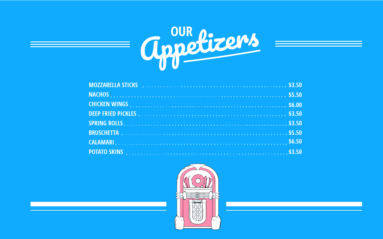 appetizers menu mockup
