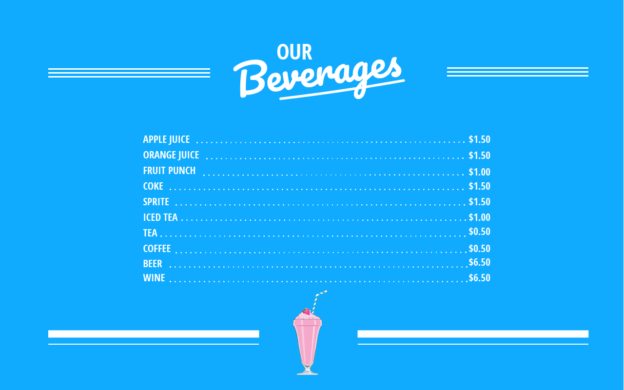 beverages menu mockup