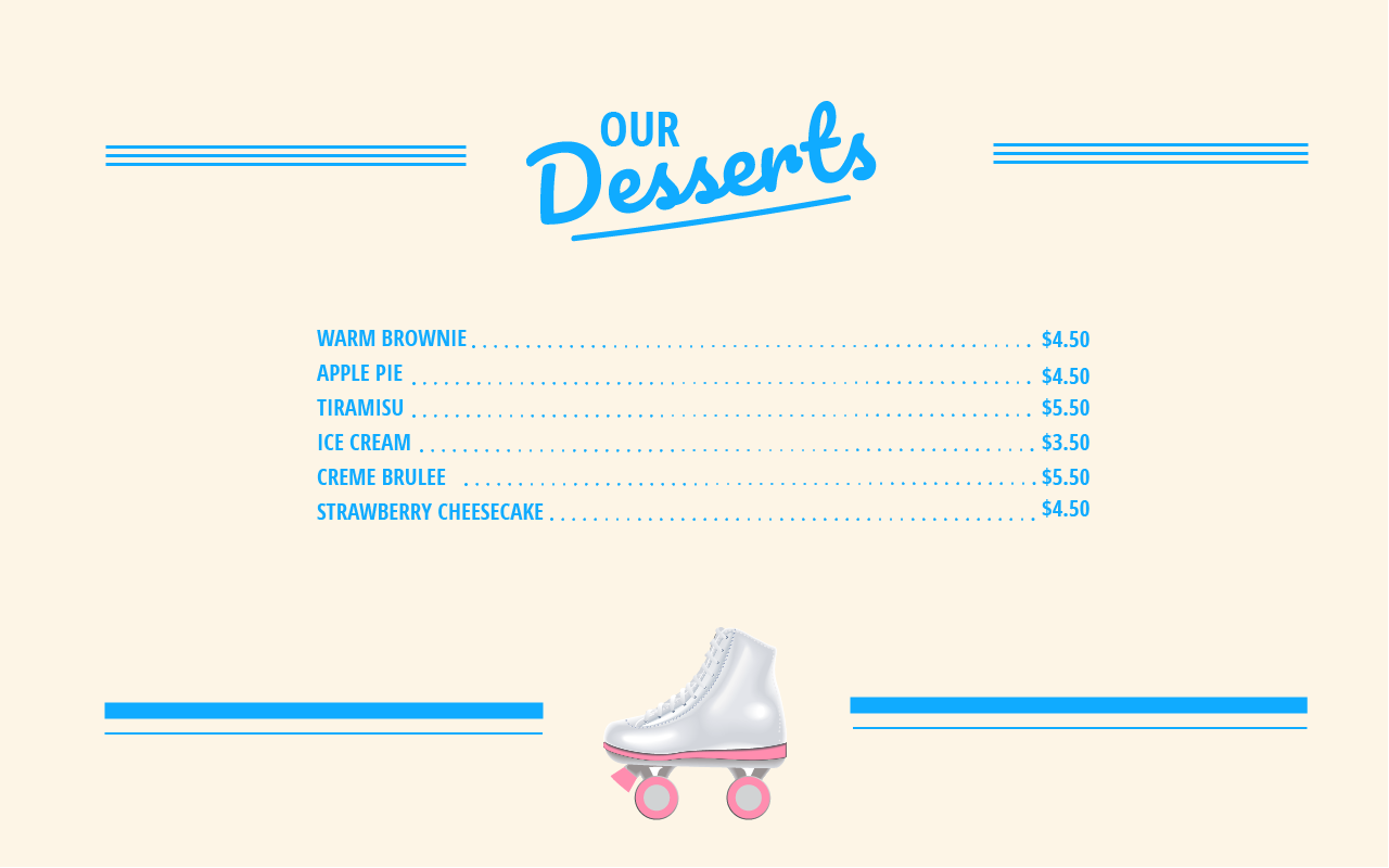 desserts menu mockup