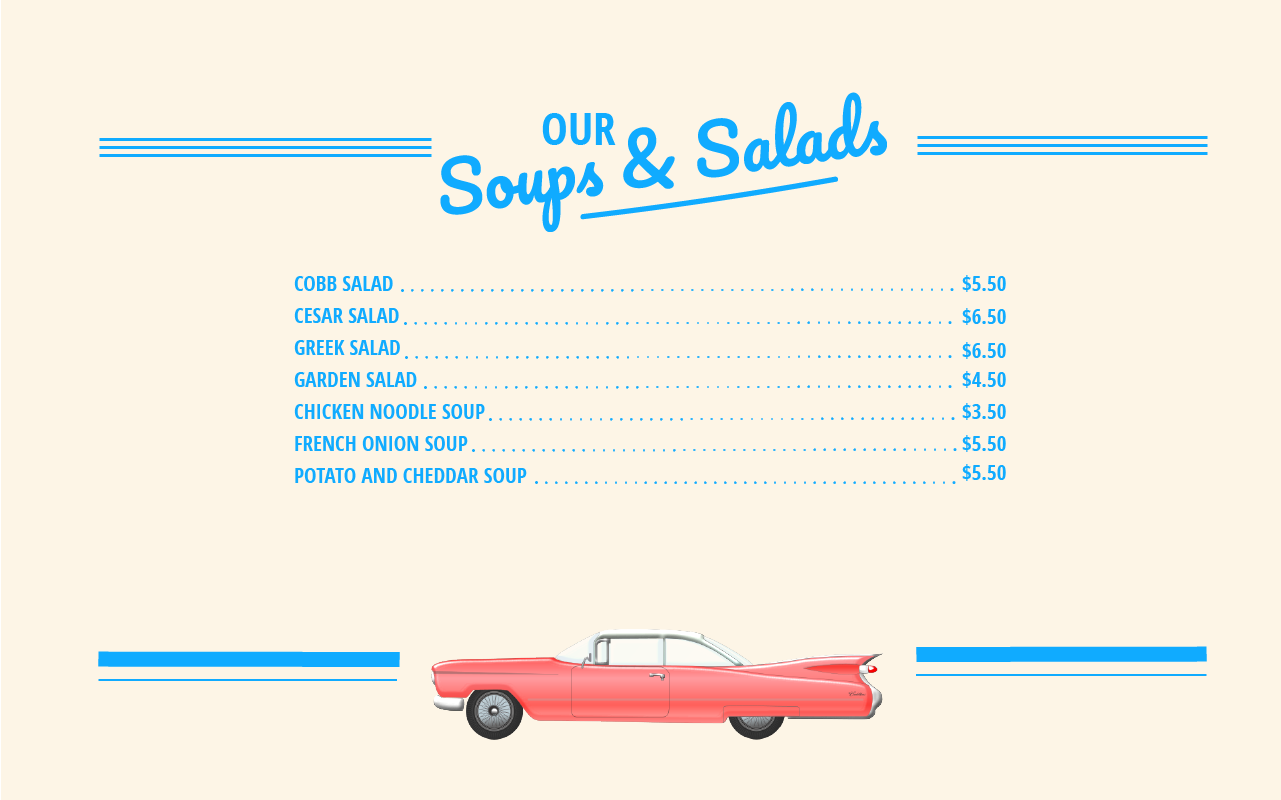 soups and salads menu mockup